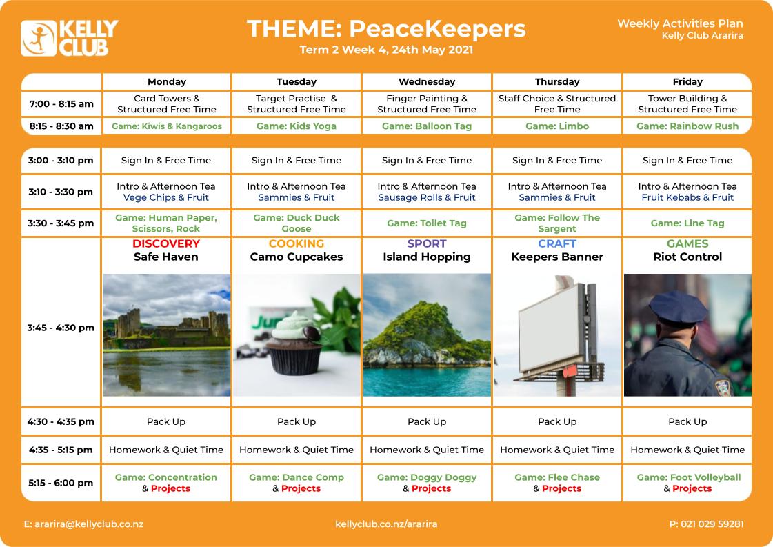 4. Weekly Activity Plan - Peace Keepers (All Ages Combined)