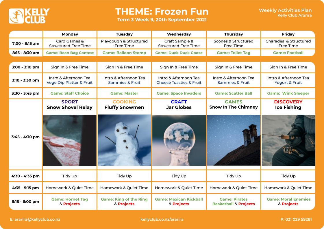 9. Activity Planner Frozen Fun (All Ages Combined)