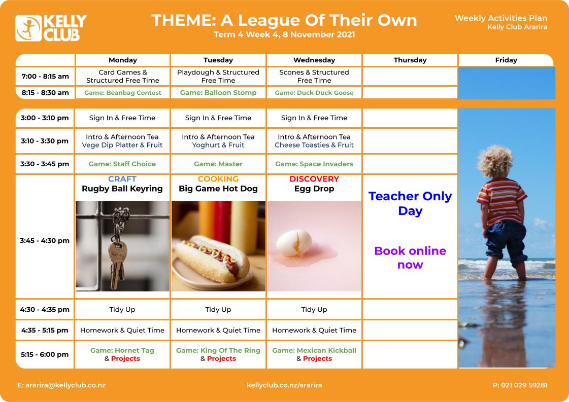 4. Weekly Activity Plan - A League Of Their Own (All Ages Combined)