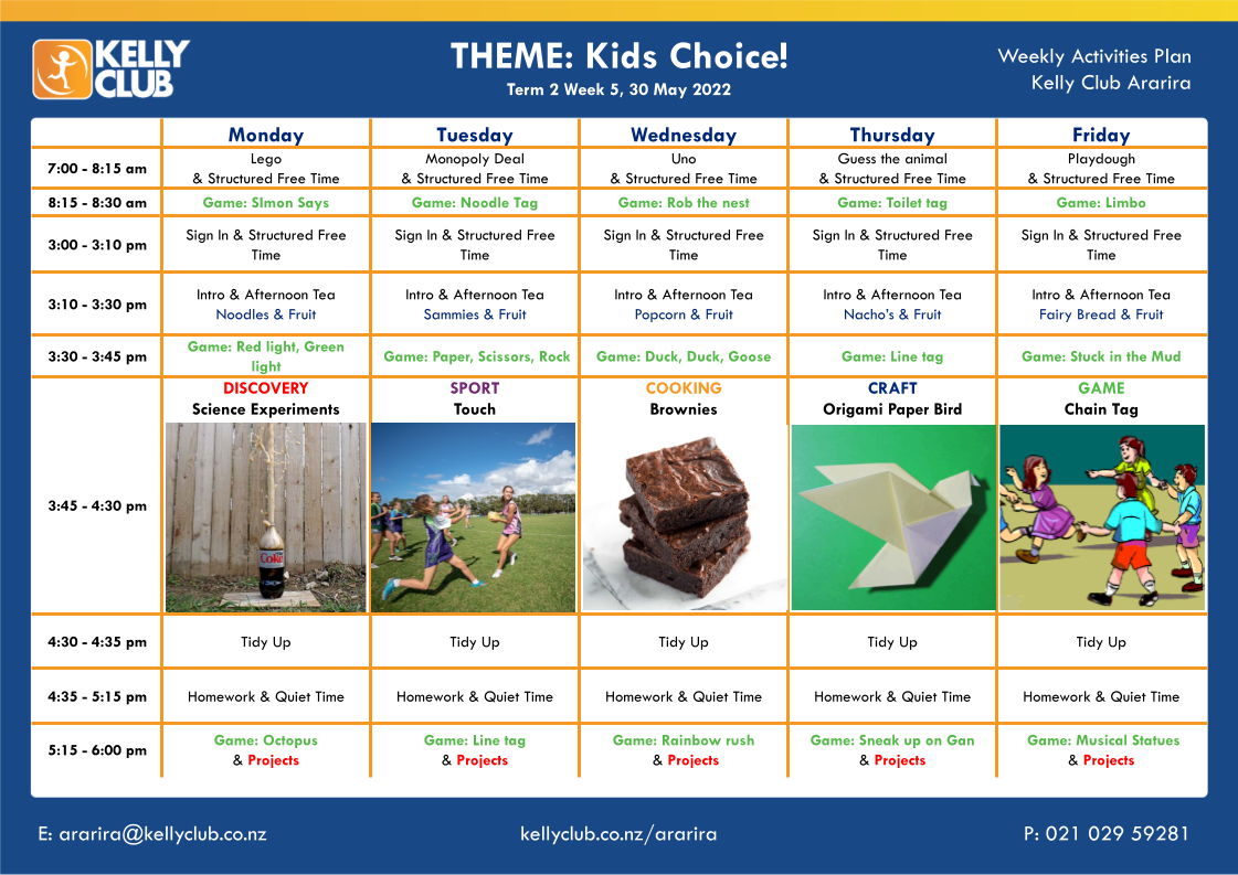 Week 5 Activity Plan - Kids Choice