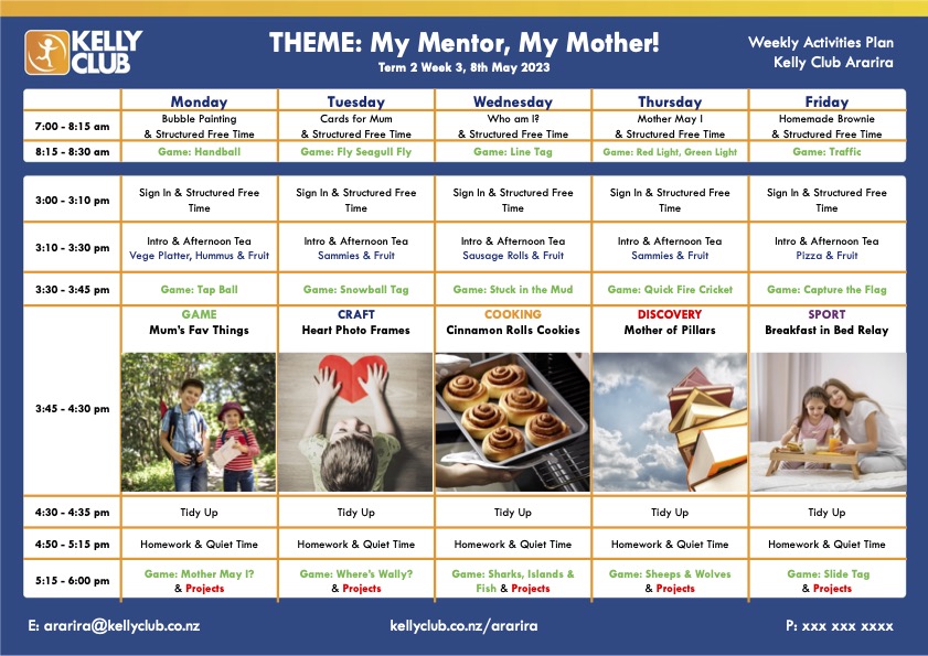 Copy of 3. My Mother, My Mentor Weekly Activity Plan (All Ages Combined)